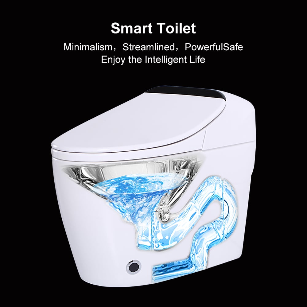 Hynova AX2 Automatic Smart Bidet Toilet with Auto Open/Close Lid Black 1.28 GPF