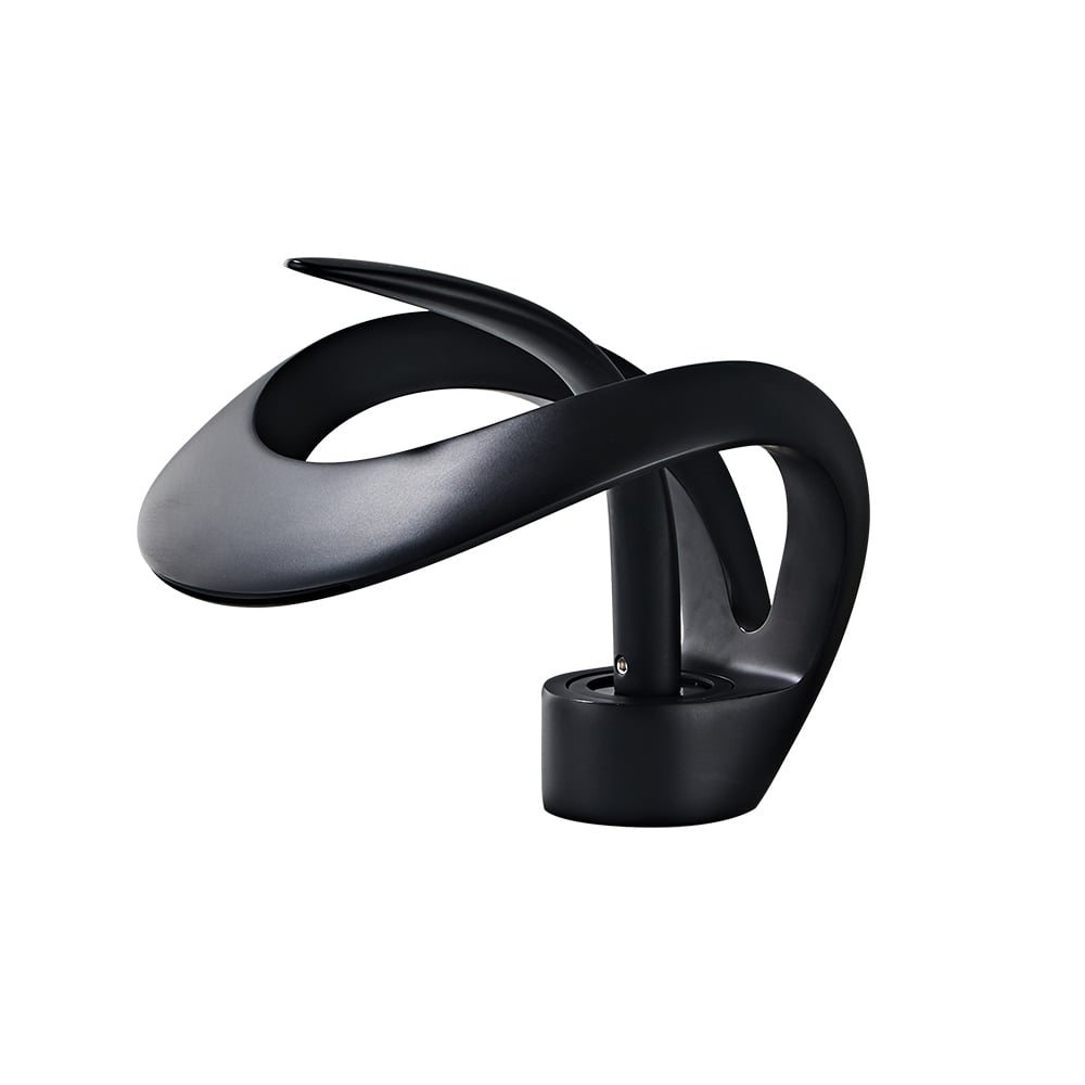Waterfall Bathroom Sink Faucet in Black Single Handle Solid Brass