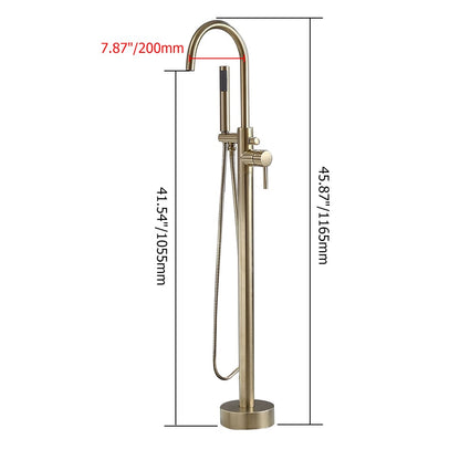 Brewst Freestanding Single Handle Tub Filler Faucet with Handshower Brass Brushed Gold