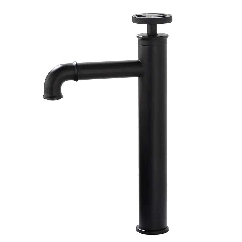 Ruth Industrial Matte Black Single Hole Bathroom Vessel Sink Faucet Single Handle Brass