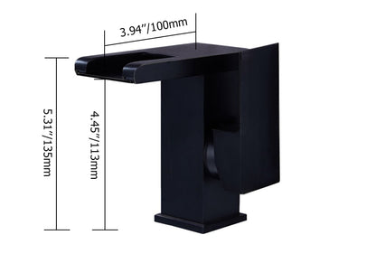 Jess Modern LED Waterfall Single Handle Brass Faucet Single Hole for Bathroom Sinks Black