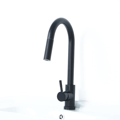 Matte Black Touch Kitchen Faucet Stainless Steel Pull Out Spray Single Handle