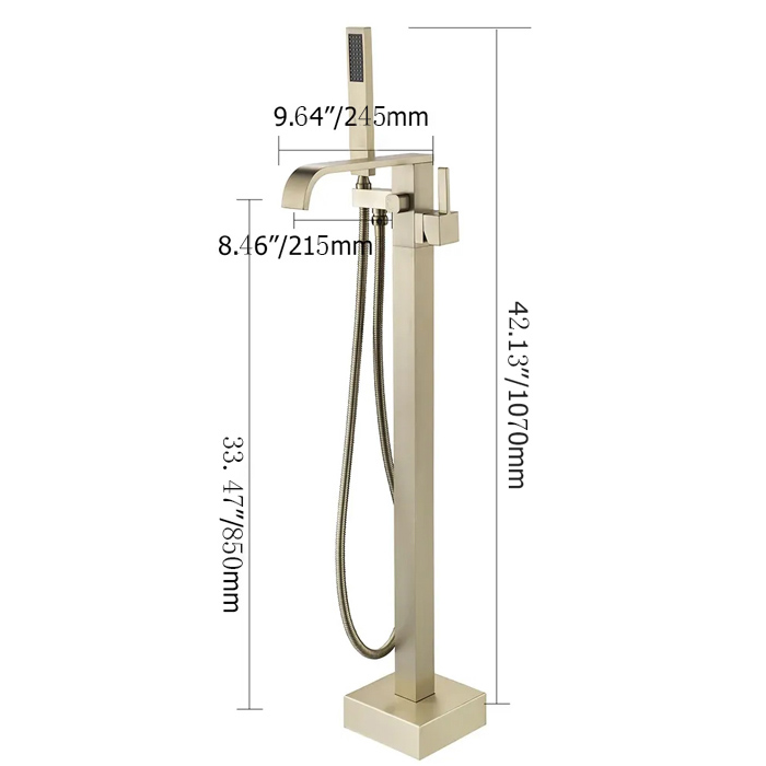 Dree Floor Mounted Tub Filler Single Handle Freestanding Bathtub Faucet Handheld Shower