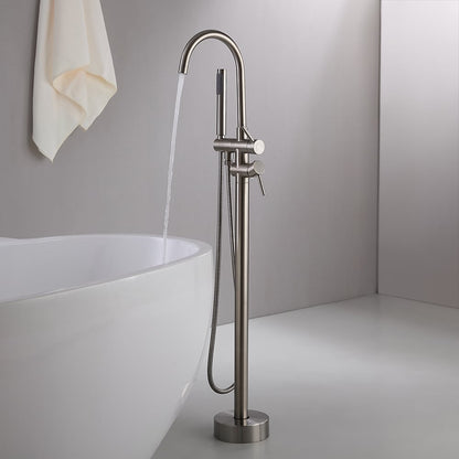 Brewst Modern Brushed Nickel Freestanding Bathtub Faucet Hand Shower Solid Brass