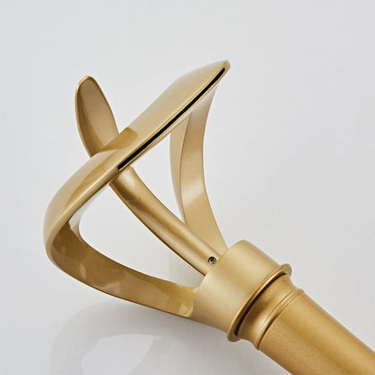 Modern Elegant Waterfall Bathroom Vessel Sink Faucet Single Handle Solid Brass in Gold