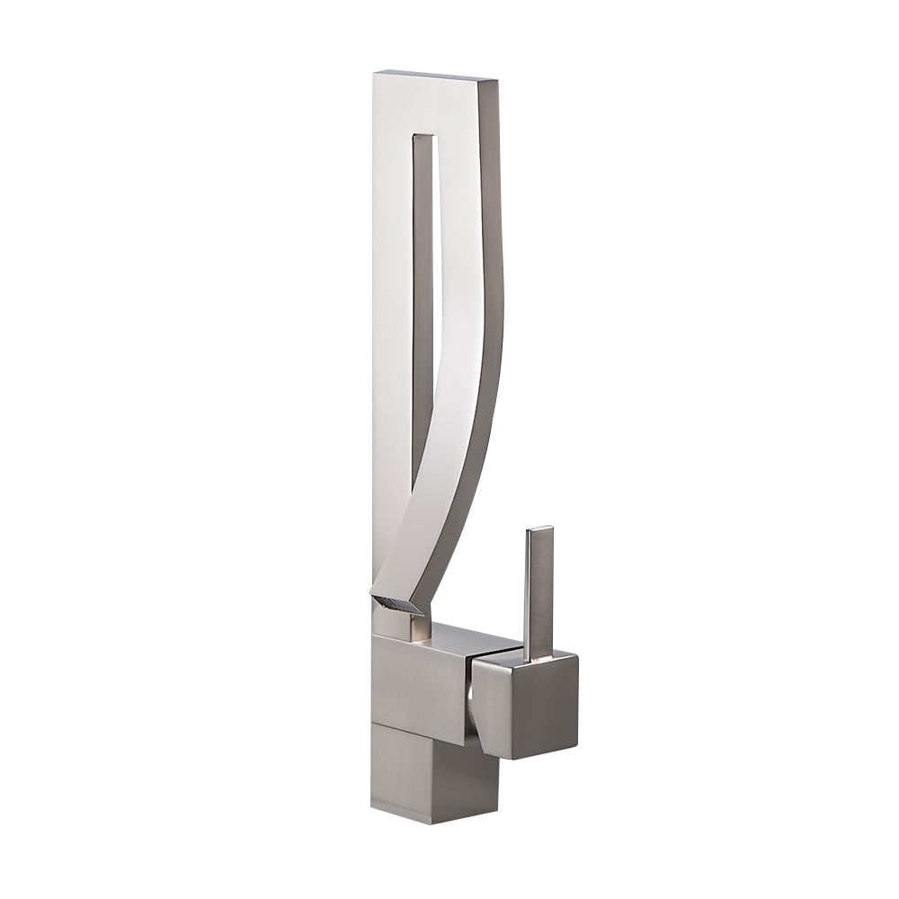 Modern Single Handle 1-Hole Brushed Nickel Bathroom Sink Faucet Waterfall Spout Brass