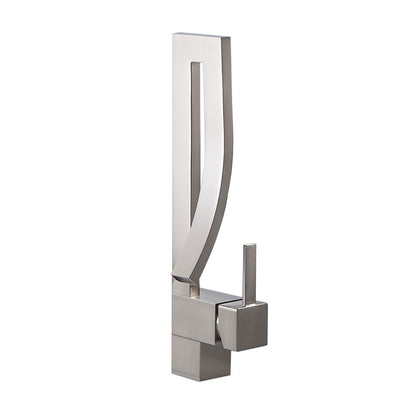 Modern Single Handle 1-Hole Brushed Nickel Bathroom Sink Faucet Waterfall Spout Brass