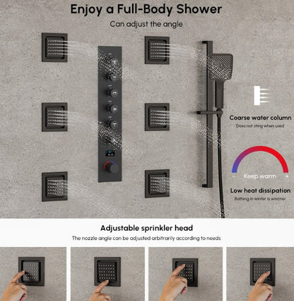 35" Wall-Mounted Intelligent Bluetooth Shower System with Multi-nozzle