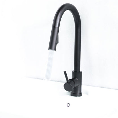 Matte Black Touch Kitchen Faucet Stainless Steel Pull Out Spray Single Handle