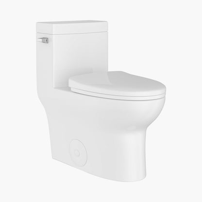 HOROW ST076W Single Flush One Piece Toilet – Fully Skirted, Compact Design