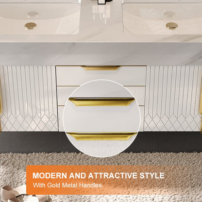 Aro 59" Freestanding Double Bathroom Vanity with Sink, Sintered Stone Top
