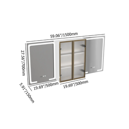 59" Double Sink Freestanding Vanity Set with LED Medicine Cabinet with Storage