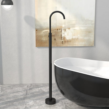 Brewst Modern Style Matte Black Single Handle Freestanding Tub Filler Faucet Solid Brass