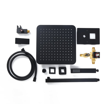 Modern 12" Wall Mounted Shower System with Handheld Shower Pressure Balance Valve
