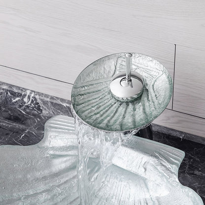 Vessel Transparent Shell Shaped Crystal Glass Bowl Bathroom Wash Sink with Faucet
