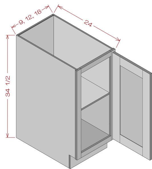 Single Full Height Door Bases - Shaker White