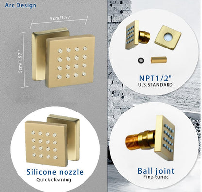 Ceiling-Mounted 16" Shower System in Brushed Gold 4-Function Thermostatic