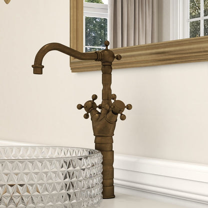 Chester Classic Style Double Cross Handle Single Hole Brass Vessel Bathroom Faucet