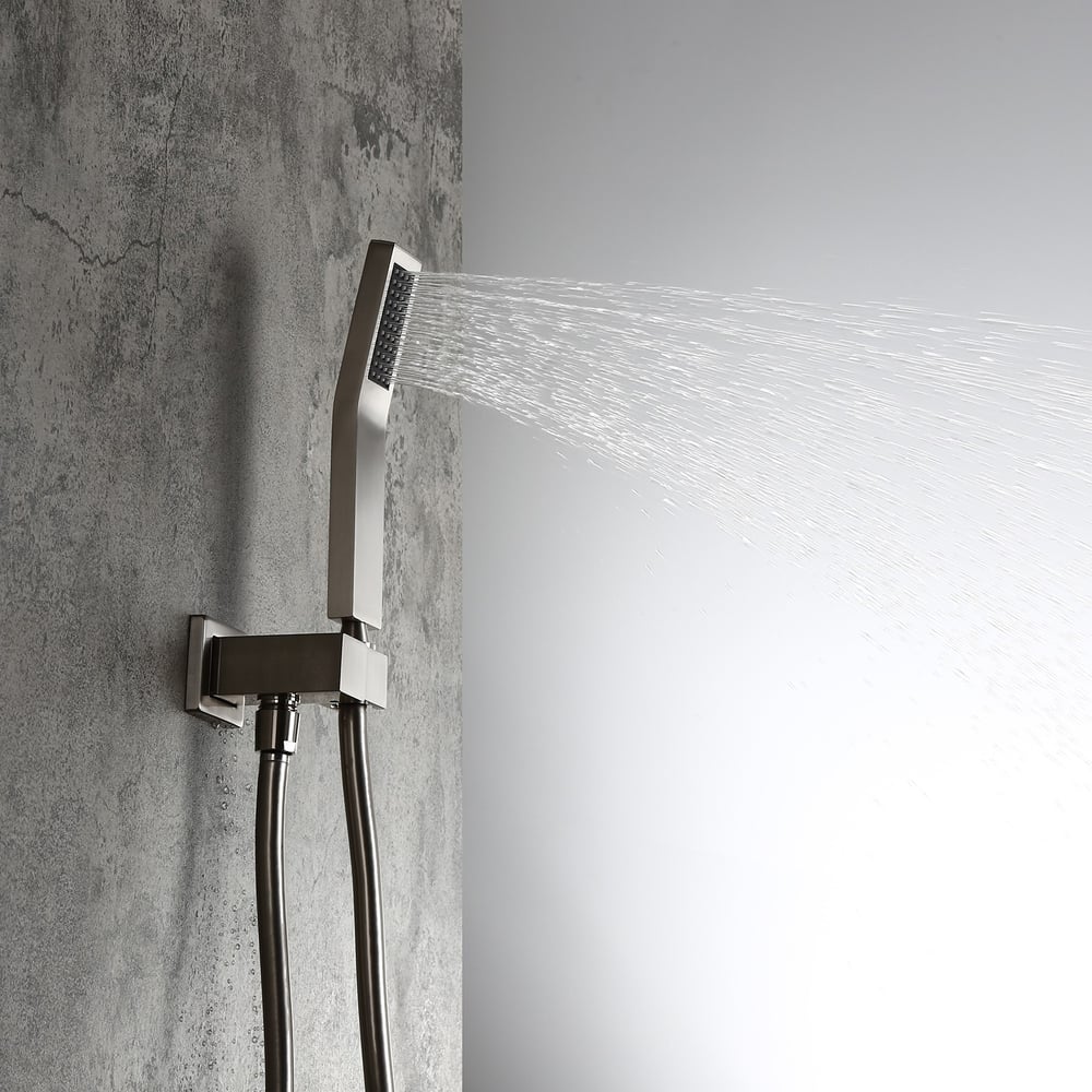 Modern 12" Wall Mounted Shower System with Handheld Shower Pressure Balance Valve