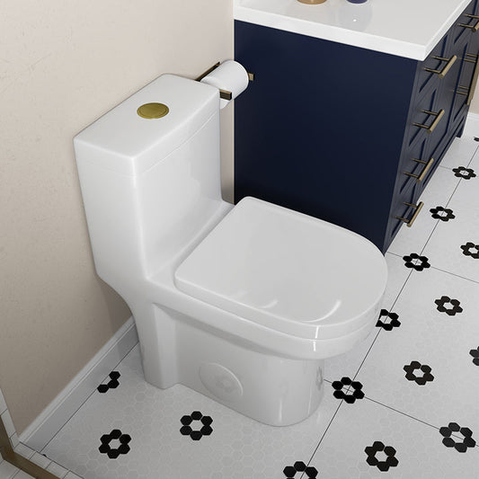 HOROW 8733G 12-Inch Rough-In Compact One-Piece Toilet with Gold Button