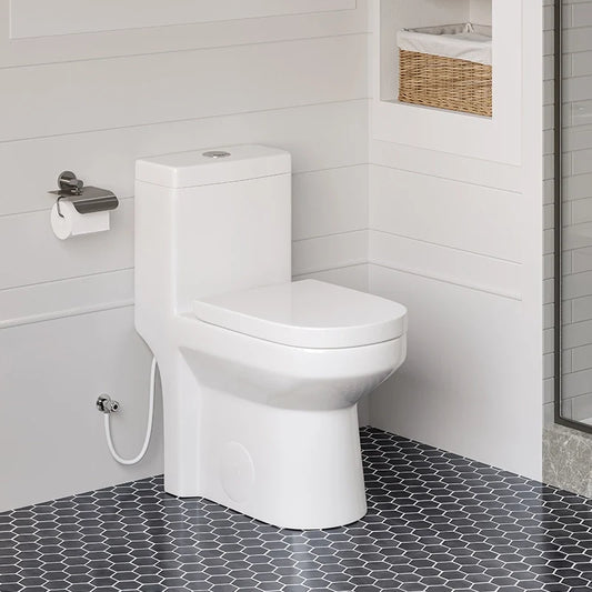 HOROW 8733N Compact One-Piece Toilet with Round Bowl & Dual Flush