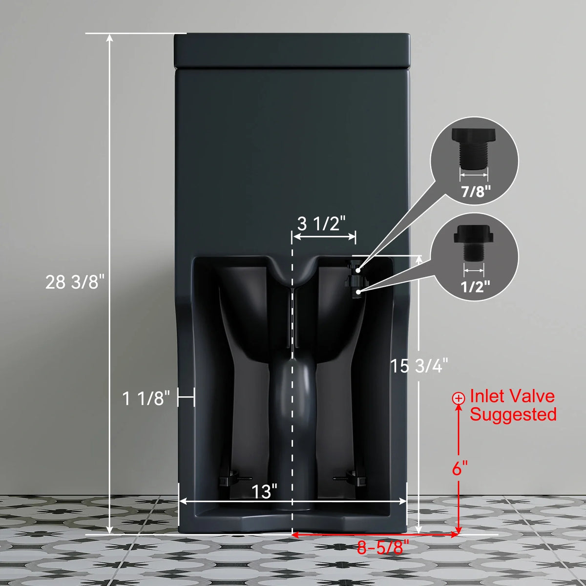 HOROW 8733BU Matte Black One-Piece Toilet with Upgraded UF Seat