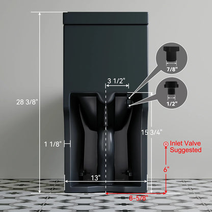 HOROW 8733BU Matte Black One-Piece Toilet with Upgraded UF Seat