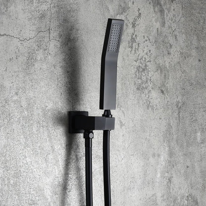 Modern 12" Wall Mounted Shower System with Handheld Shower Pressure Balance Valve