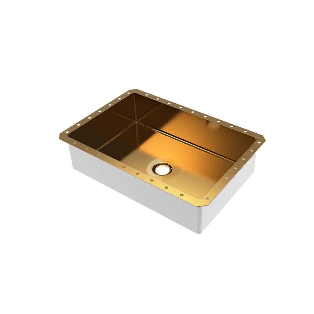 Gold Luxury Stainless Steel Rectangular Sink Undermount Bathroom Wash Sink
