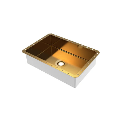 Gold Luxury Stainless Steel Rectangular Sink Undermount Bathroom Wash Sink