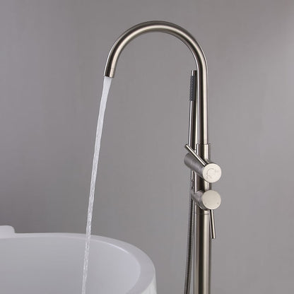 Brewst Modern Brushed Nickel Freestanding Bathtub Faucet Hand Shower Solid Brass