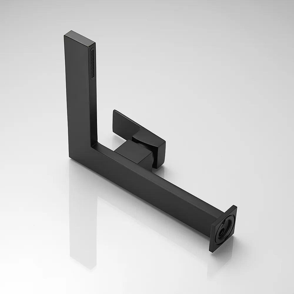 Matte Black Ultra-Thin Single Handle Waterfall Bathroom Sink Faucet Solid Brass 1-Hole