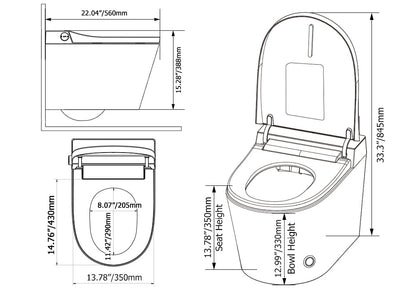Airloo S1 Wall-Mounted Smart Bidet Toilet with Dual Flush 1.32/1.58 GPF