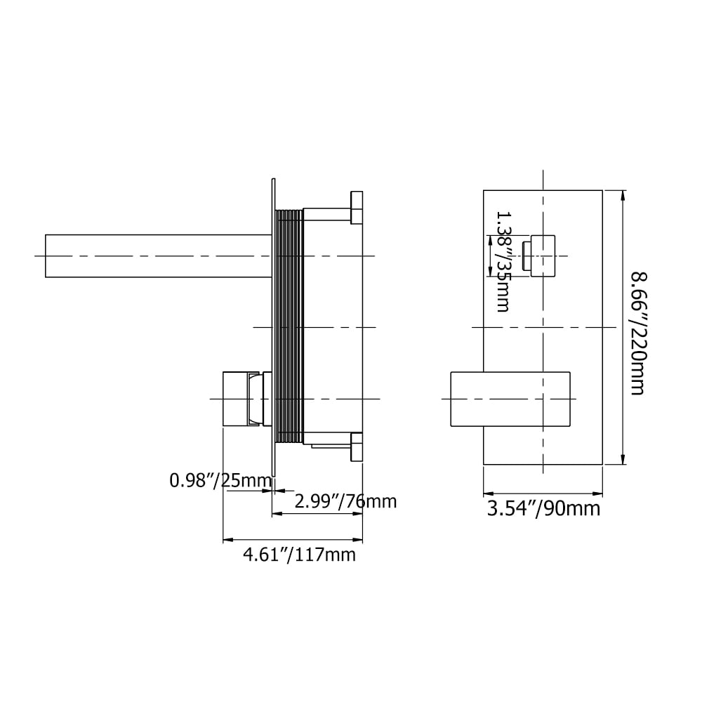 Modern Brushed Gold Wall Mount Bathroom Sink Faucet Solid Brass