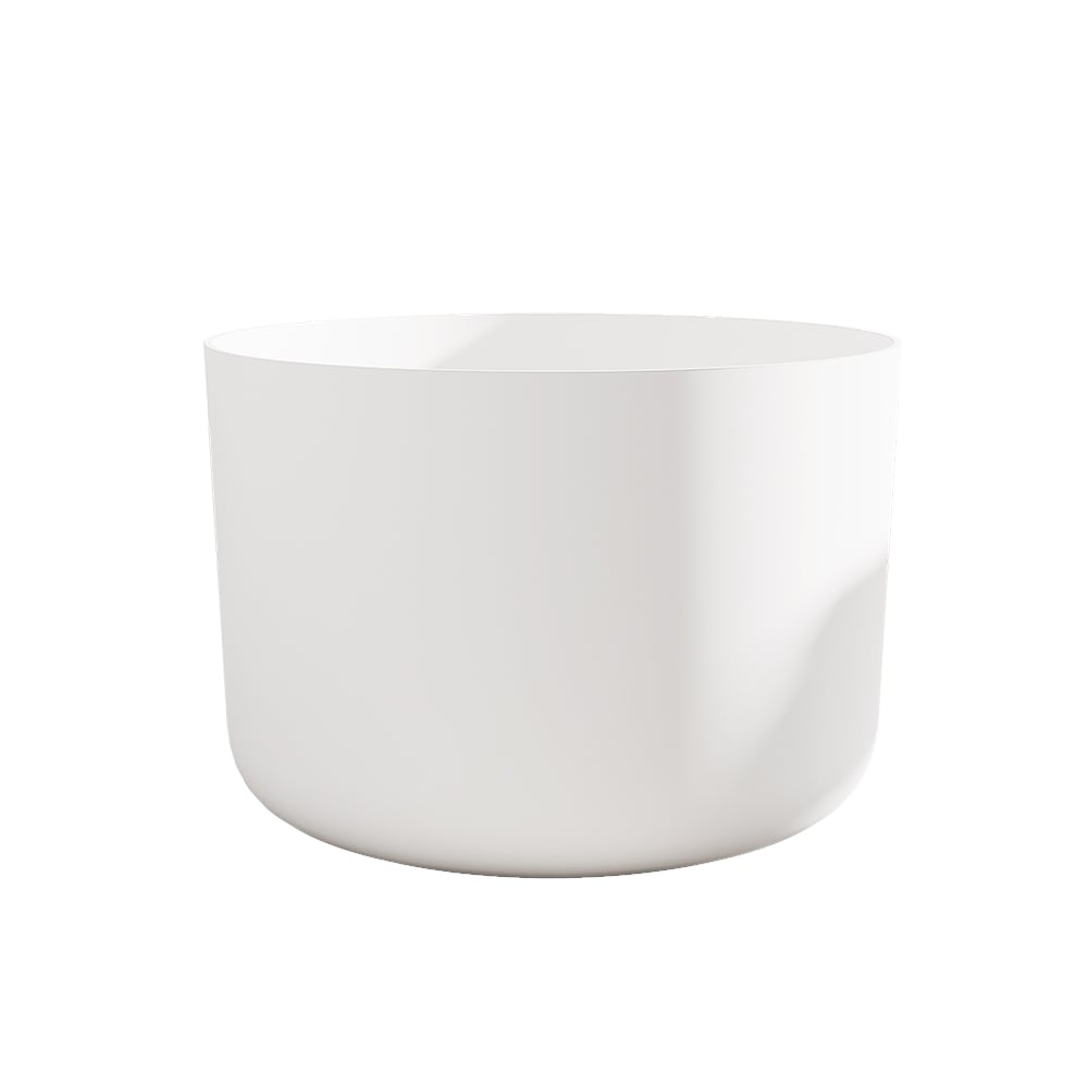 41" Japanese Modern Round  Freestanding Stone Soaking Bathtub White