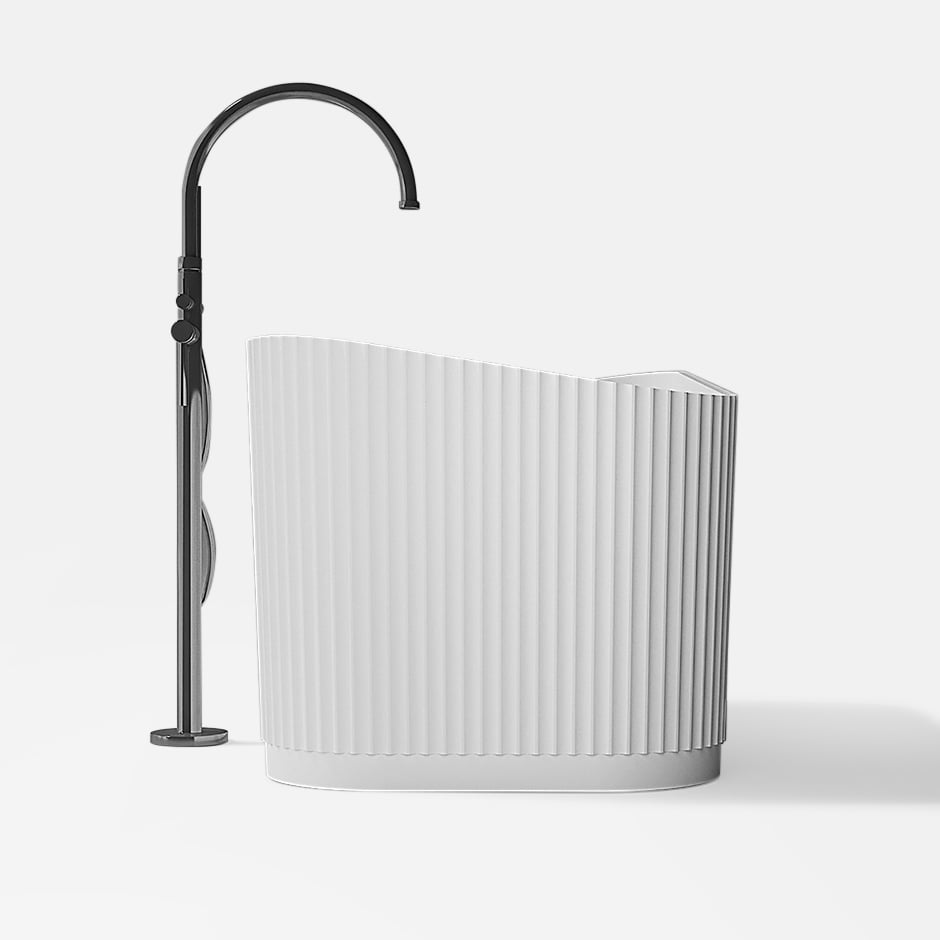 47" Modern Novelty Freestanding Stone Resin Soaking Bathtub White 95.1-Gallon Capacity
