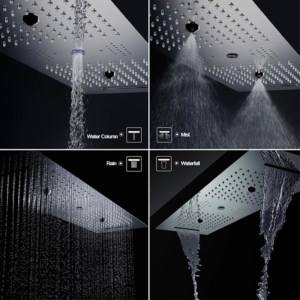 6 Functions Modern Thermostatic Massage Shower System Remote Controlled LED in Chrome