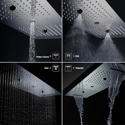 6 Functions Modern Thermostatic Massage Shower System Remote Controlled LED in Chrome