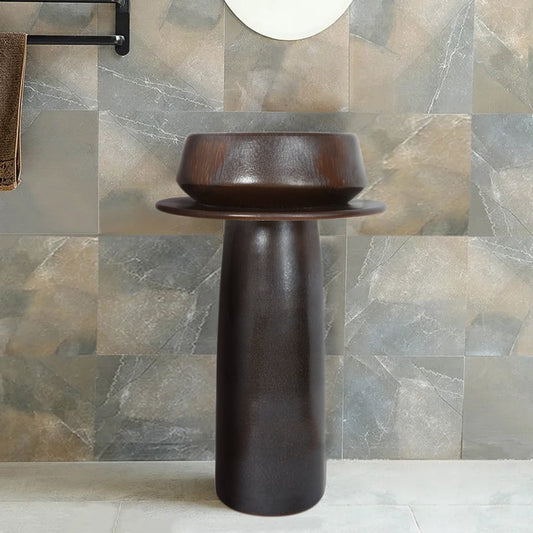 Vintage Retro Kaolin Clay Pedestal Sink Freestanding Bathroom Sink