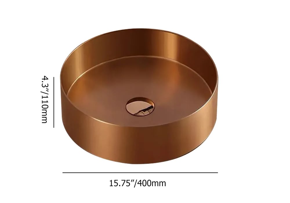 Contemporary Rose Gold Round Stainless Steel Vessel Sink Luxury Wash Sink