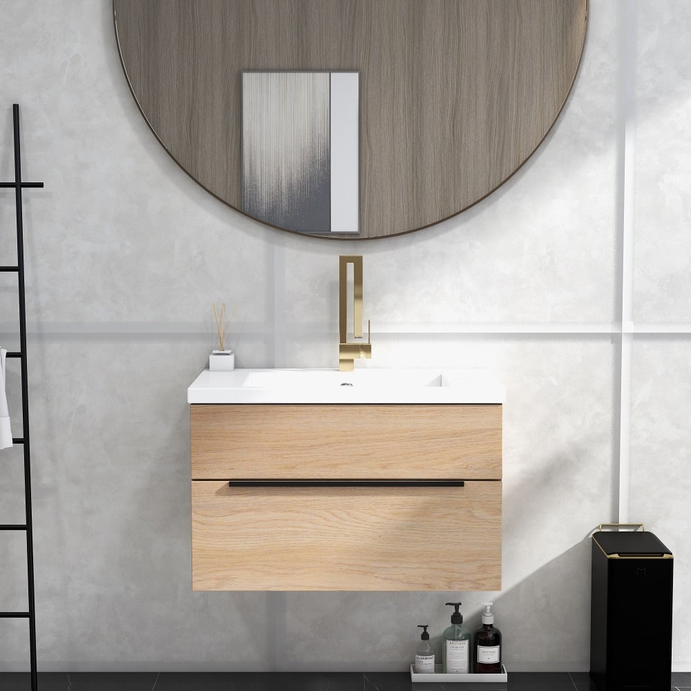 Brushed Gold Waterfall Bathroom Sink Faucet Single Hole Single Handle Brass Modern Style
