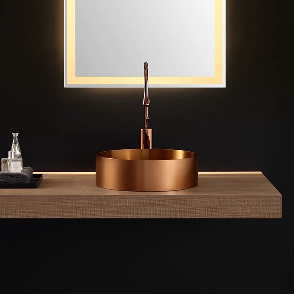 Contemporary Rose Gold Round Stainless Steel Vessel Sink Luxury Wash Sink