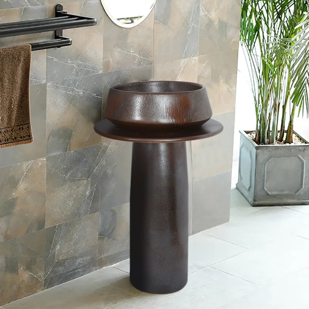 Vintage Retro Kaolin Clay Pedestal Sink Freestanding Bathroom Sink