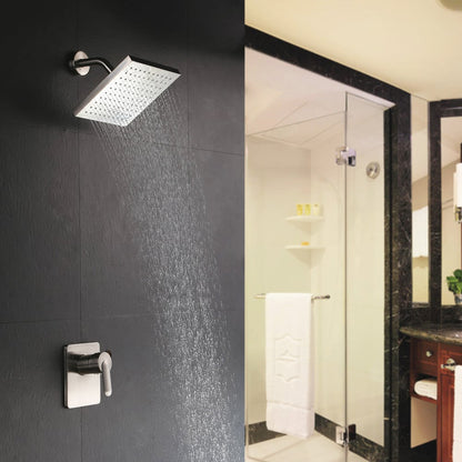 Modern Square 8" Brass Rainfall Shower Head Wall Mount Rainshower System in Brushed Nick