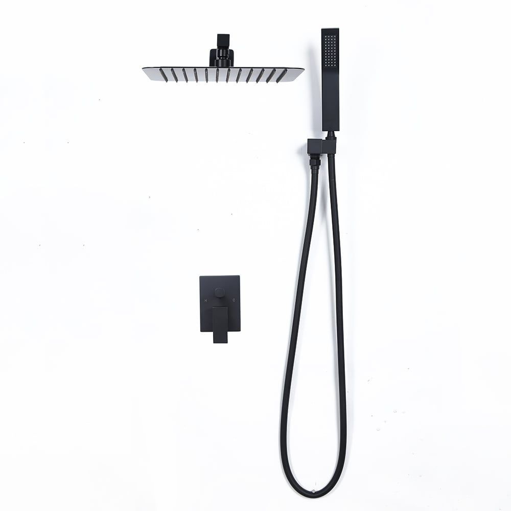 Modern 12" Wall Mounted Shower System with Handheld Shower Pressure Balance Valve