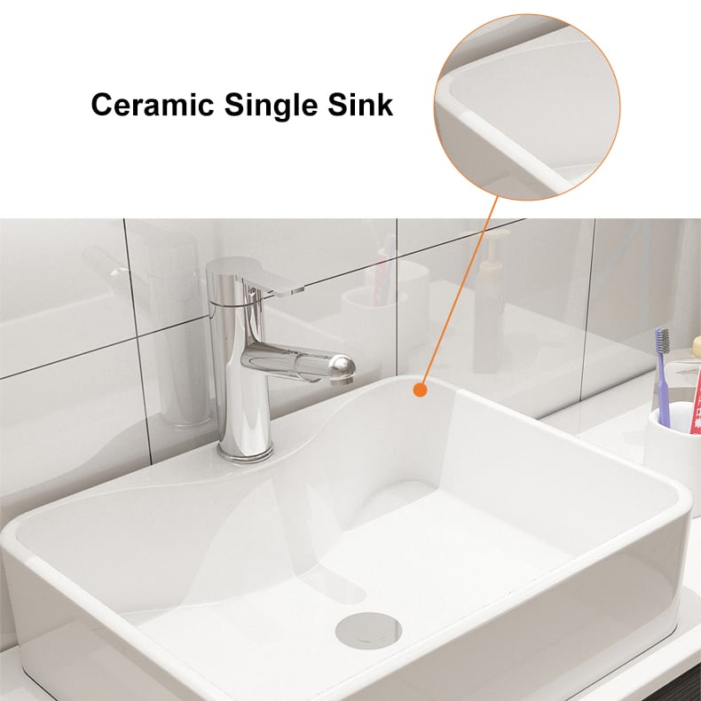 Modern 31" Floating Single Bathroom Vanity with Stone Resin Top, Ceramic Basin