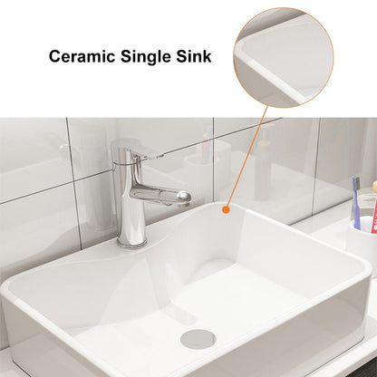 Modern 31" Floating Single Bathroom Vanity with Stone Resin Top, Ceramic Basin