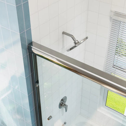 59 Inch Glass Shower Door Double Sliding Bathtub Door Model BE5956-CH