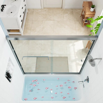 59 Inch Glass Shower Door Double Sliding Bathtub Door Model BE5956-CH