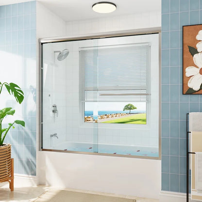 59 Inch Glass Shower Door Double Sliding Bathtub Door Model BE5956-CH